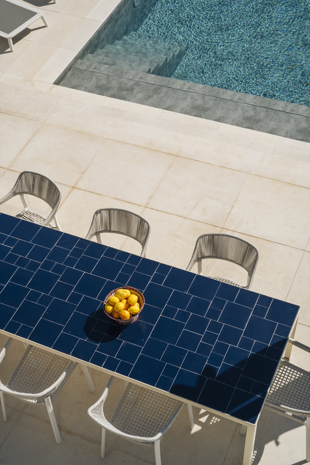 Poolside dining table