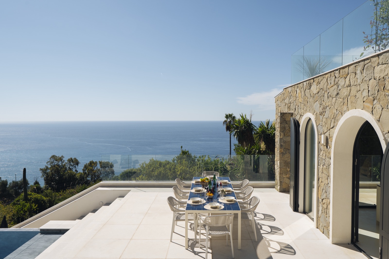 Al fresco dining terrace with sea view